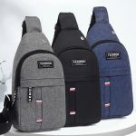 Herren Brusttasche Casual Sports Schulter Umhängetasche Canvas Rucksack, Black, Grey, Dark Blue – Bild 2