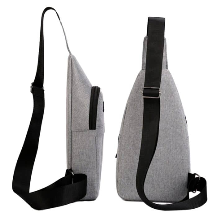 Herren Brusttasche Casual Sports Schulter Umhängetasche Canvas Rucksack, Black, Grey, Dark Blue – Bild 3