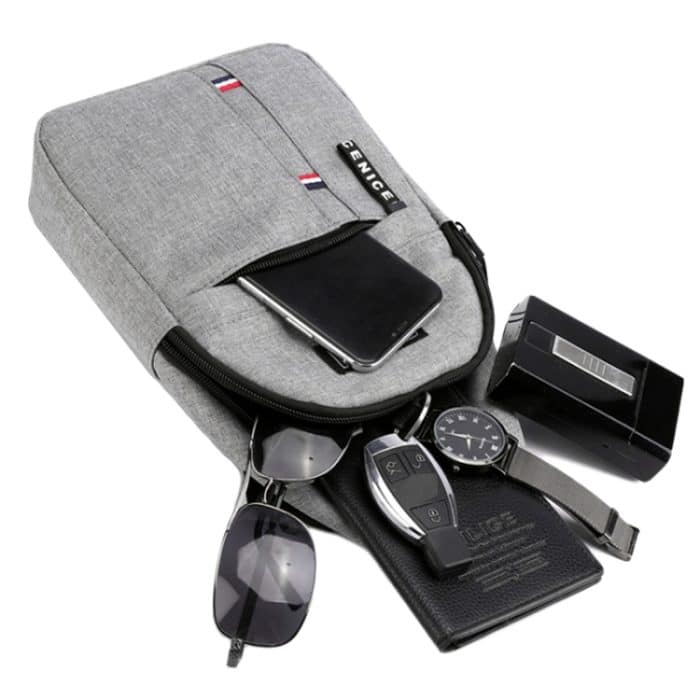 Herren Brusttasche Casual Sports Schulter Umhängetasche Canvas Rucksack, Black, Grey, Dark Blue – Bild 5