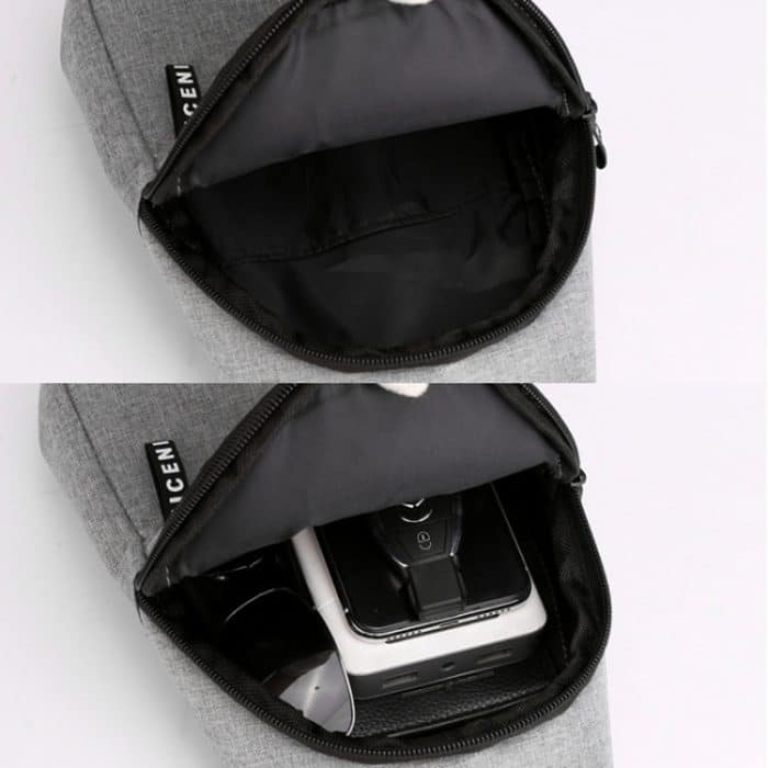 Herren Brusttasche Casual Sports Schulter Umhängetasche Canvas Rucksack, Black, Grey, Dark Blue – Bild 7