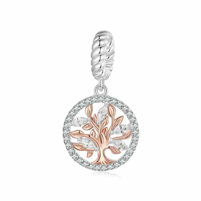 S925 Sterling Silber Roségold Baum des Lebens Anhänger DIY Perlen – Bild 1