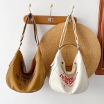 Große Kapazität Canvas Tasche Frauen Tote Gedruckt Brief Casual Einfache Schulter Tasche – Bild 2