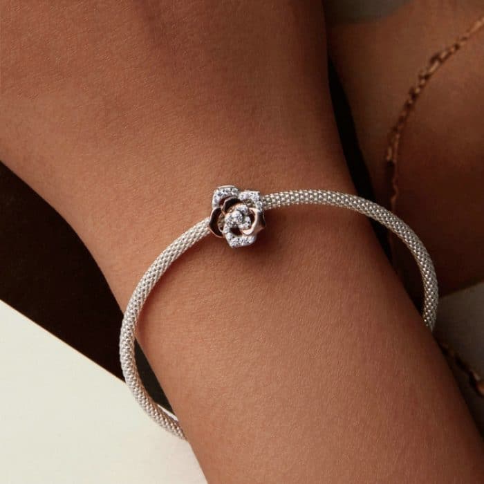 S925 Sterling Silber Rose Gold Glänzende Rose DIY Perlen – Bild 6