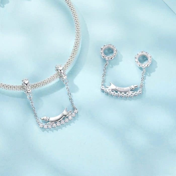 S925 Sterling Silber Niedliche Dackel DIY Armband Perlen Zubehör – Bild 3