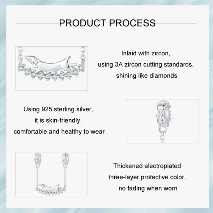 S925 Sterling Silber Niedliche Dackel DIY Armband Perlen Zubehör – Bild 4