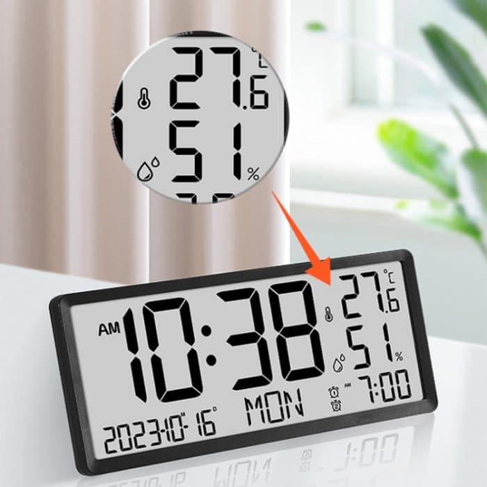 LCD Multifunktionale Wohnzimmer Wanduhr Elektronische Uhr Mit Datum/Temperatur/Feuchtigkeit Display – Bild 4