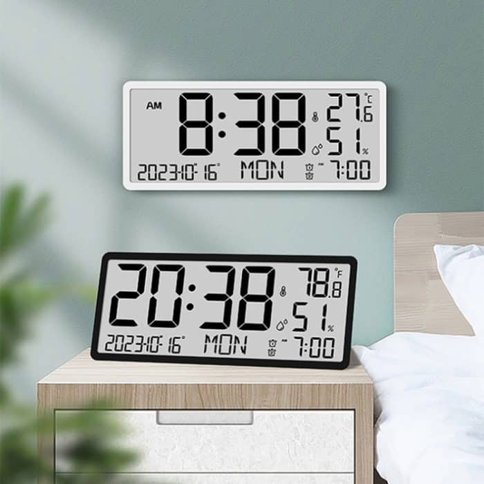 LCD Multifunktionale Wohnzimmer Wanduhr Elektronische Uhr Mit Datum/Temperatur/Feuchtigkeit Display – Bild 8