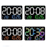 Multifunktionale LED Digital Display Elektronische Wanduhr Wohnzimmer Leiser Wecker, Blue, Green, Orange, Colorful – Bild 2