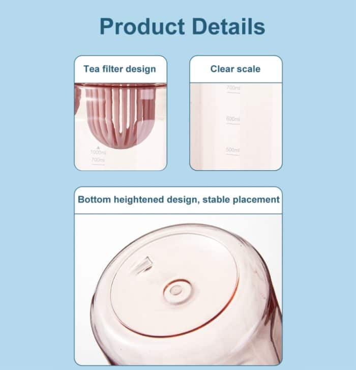 Tragbarer Wasserbecher für den Außenbereich mit großer Kapazität und Teesieb für Sport und Fitness, 750ml, 1000ml – Bild 5