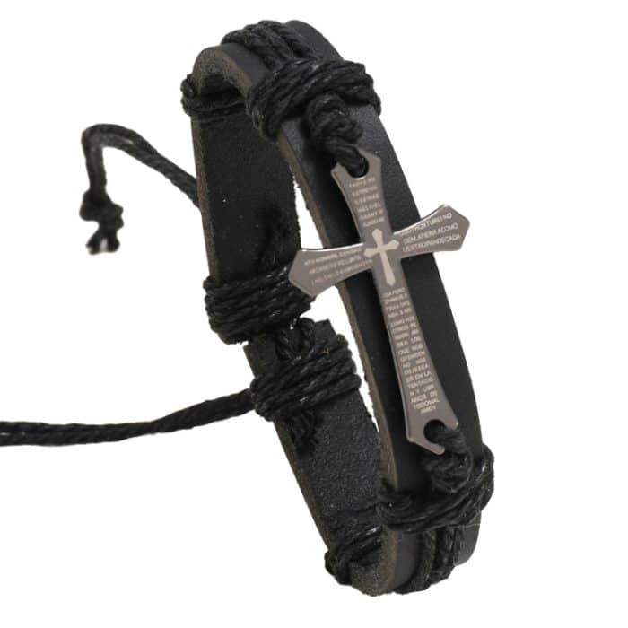 Personalisiertes handgewebtes Lederarmband, einfache herausziehbare, verstellbare Vintage-Armbänder – Bild 1