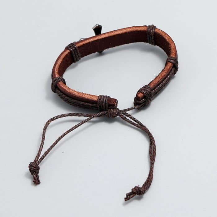 Personalisiertes handgewebtes Lederarmband, einfache herausziehbare, verstellbare Vintage-Armbänder – Bild 4