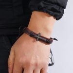 Personalisiertes handgewebtes Lederarmband, einfache herausziehbare, verstellbare Vintage-Armbänder – Bild 5