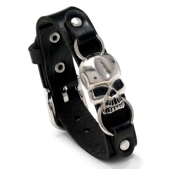 Einfaches Totenkopf-Lederarmband, personalisierter trendiger Street-Handschmuck – Bild 1