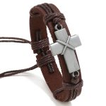 Personalisiertes Vintage geflochtenes Lederarmband Einfaches ausziehbares verstellbares Kreuzarmband