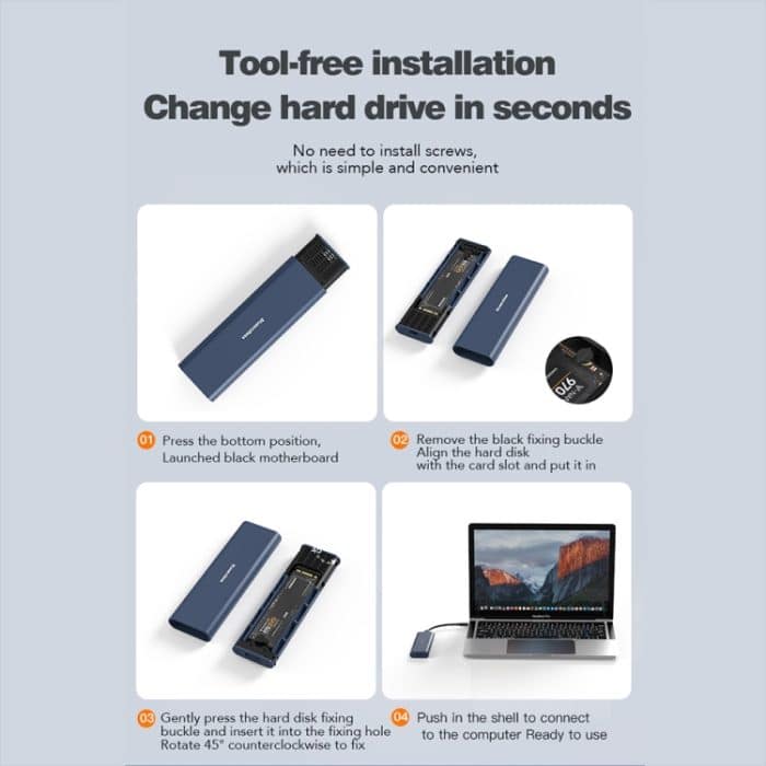 Blueendless M2815SN M.2 Dual Protokoll Typ-C 3,1 Mobile Festplatte Box Laptop Externe SSD – Bild 11