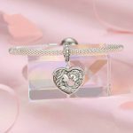 S925 Sterling Silber Mutter-Tochter Liebe Herz DIY Perlen – Bild 3