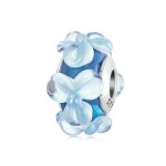 S925 Sterling Silber Blaue Blume Glasperlen DIY Schmuck