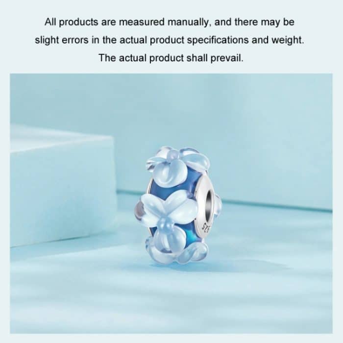 S925 Sterling Silber Blaue Blume Glasperlen DIY Schmuck – Bild 5