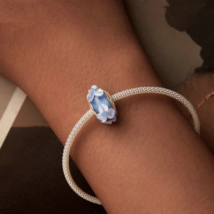 S925 Sterling Silber Blaue Blume Glasperlen DIY Schmuck – Bild 6