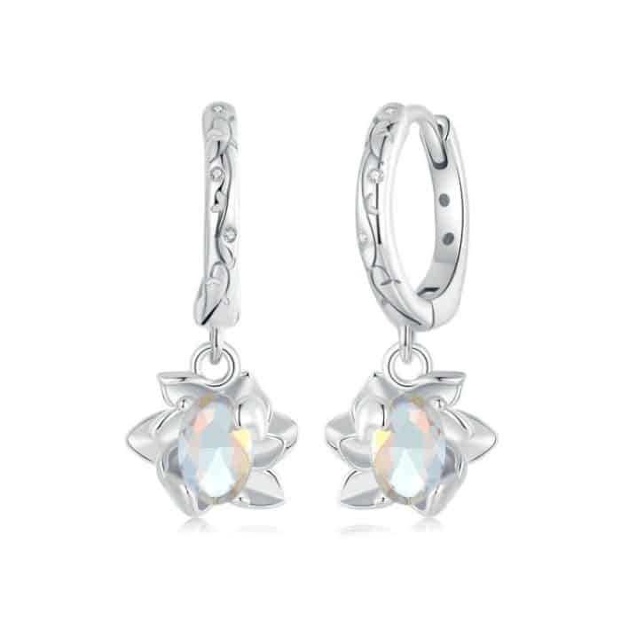 TBD0604900401A.jpg Platinierte Lotus-Ohrringe aus S925er Sterlingsilber – Bild 1