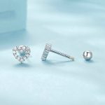 S925 Sterling Silber Gewinde Herz Zirkon Ohrringe – Bild 3
