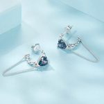 S925 Sterling Silber Platinierte herzförmige lange Quastenohrringe – Bild 2