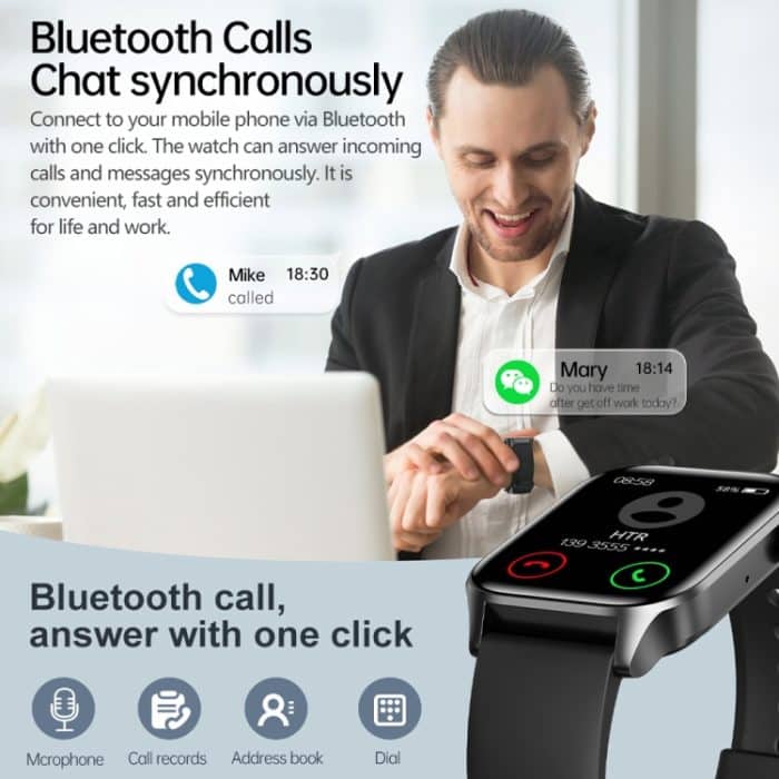 T12Pro 1,85-Zoll-IP67 wasserdichte Sport-Gesundheitsüberwachung Bluetooth-Anruf-Smart Watch – Bild 7