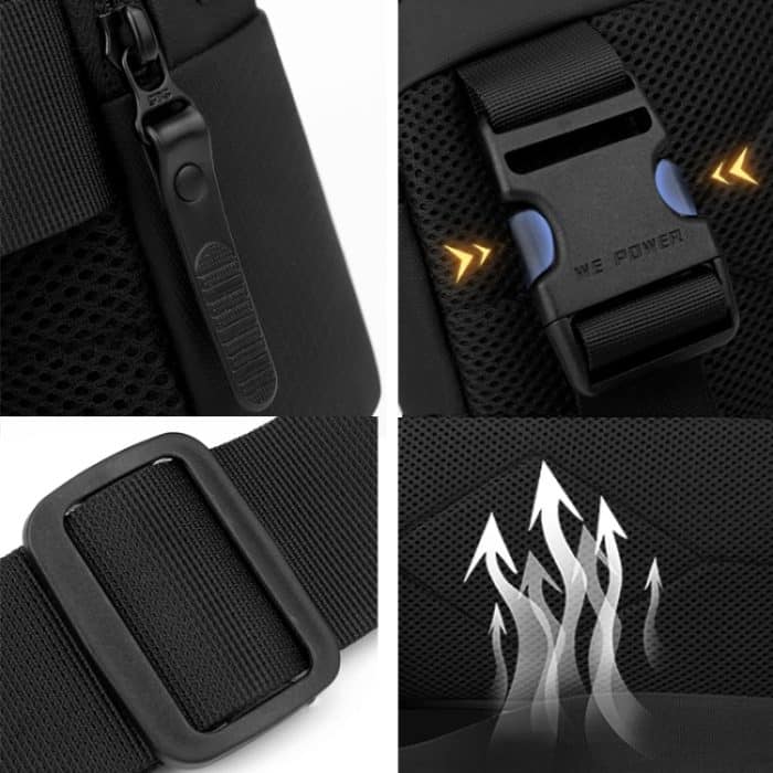 WEPOW Herren-Umhängetasche, lässig, mit einer Schulter, funktionaler Brusttasche – Bild 8