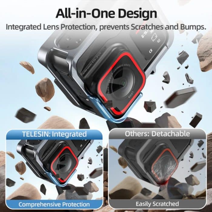 Für Insta 360 Ace / Ace Pro TELESIN S6-FMS-02 Vertikaler Schuss Schnellverschluss Metall Kaninchenkäfig Körperschutz Zubehör – Bild 4