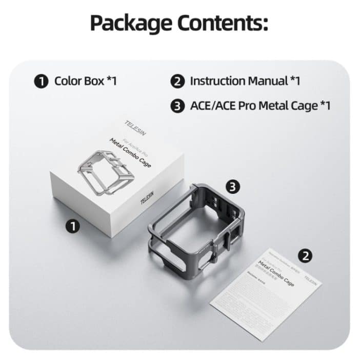 Für Insta 360 Ace / Ace Pro TELESIN S6-FMS-02 Vertikaler Schuss Schnellverschluss Metall Kaninchenkäfig Körperschutz Zubehör – Bild 8