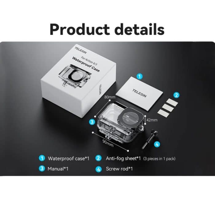 Für DJI Osmo Action 3/4 TELESIN OA-WTP-003 45 m wasserdichtes Gehäuse, versiegeltes Tauchgehäuse – Bild 11