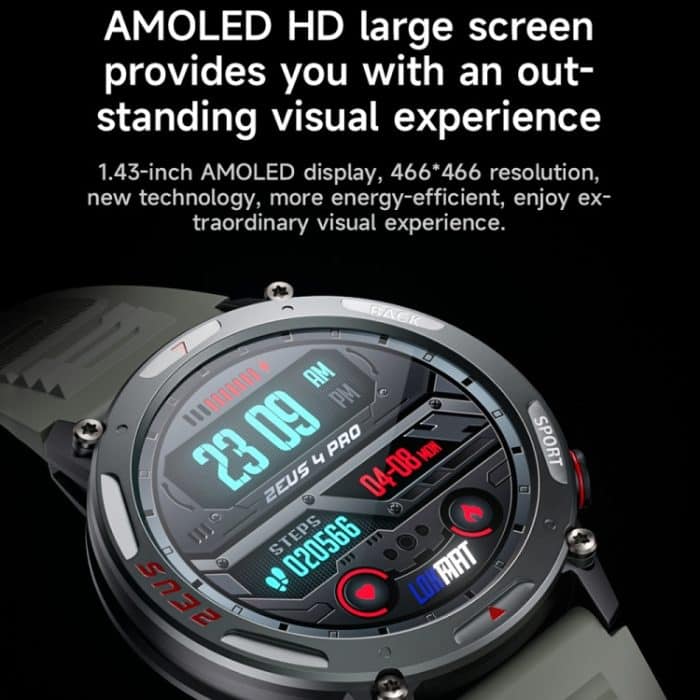 LOKMAT ZEUS4 PRO 1,43-Zoll-IP68-wasserdichte Smart Watch mit Gesundheitsüberwachung und Bluetooth-Anruf – Bild 4