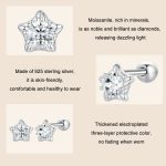 S925 Sterling Silber Moissanit Stern Faden Ohrringe – Bild 4