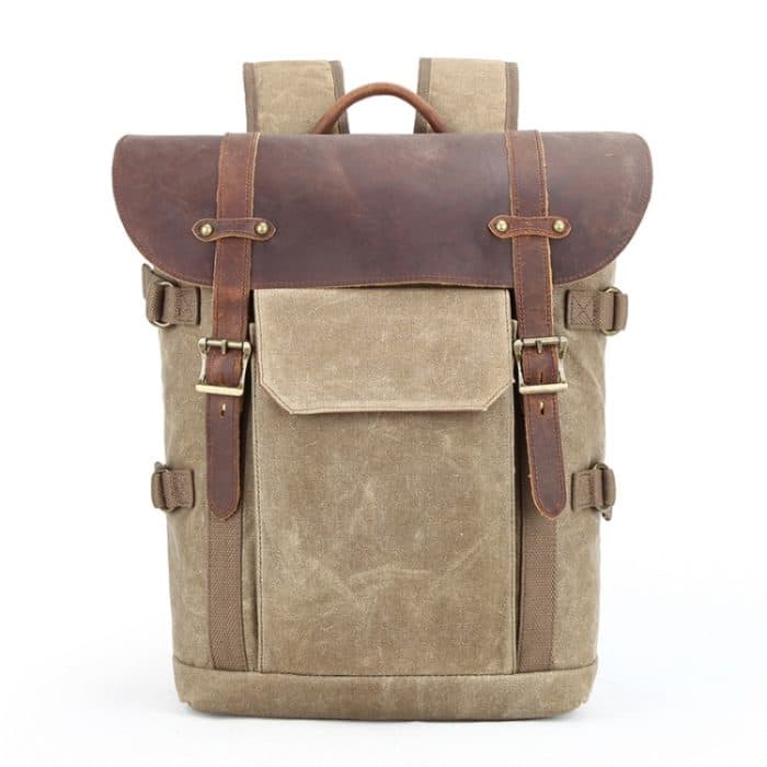 Vintage Kameratasche Wasserdichter Canvas-Rucksack mit Laptopfach Stativhalter – Bild 1