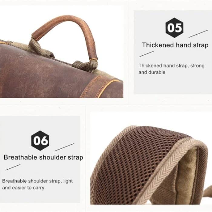 Vintage Kameratasche Wasserdichter Canvas-Rucksack mit Laptopfach Stativhalter – Bild 11