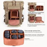 Vintage Kameratasche Wasserdichter Canvas-Rucksack mit Laptopfach Stativhalter – Bild 4