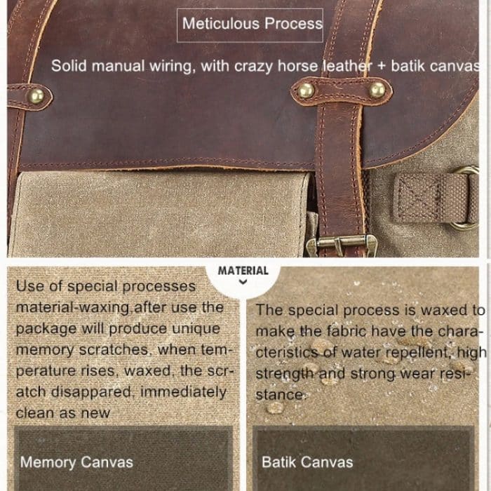 Vintage Kameratasche Wasserdichter Canvas-Rucksack mit Laptopfach Stativhalter – Bild 8