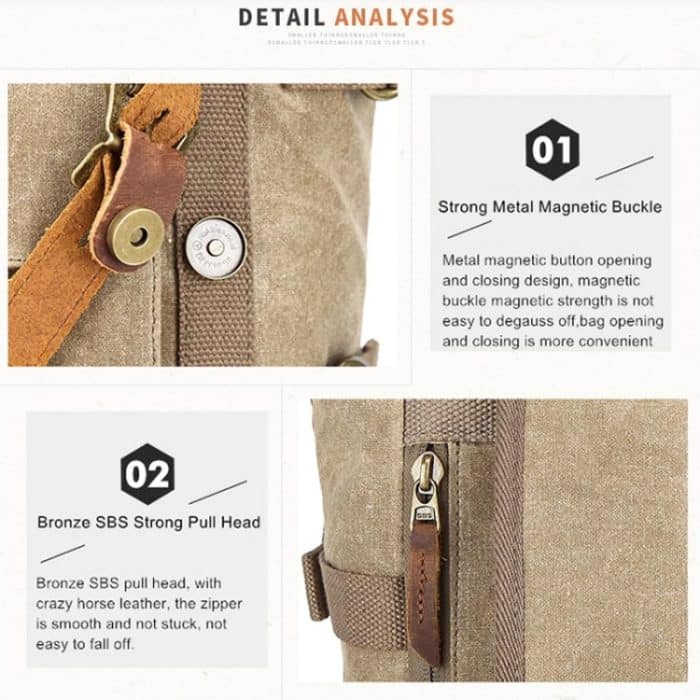 Vintage Kameratasche Wasserdichter Canvas-Rucksack mit Laptopfach Stativhalter – Bild 9