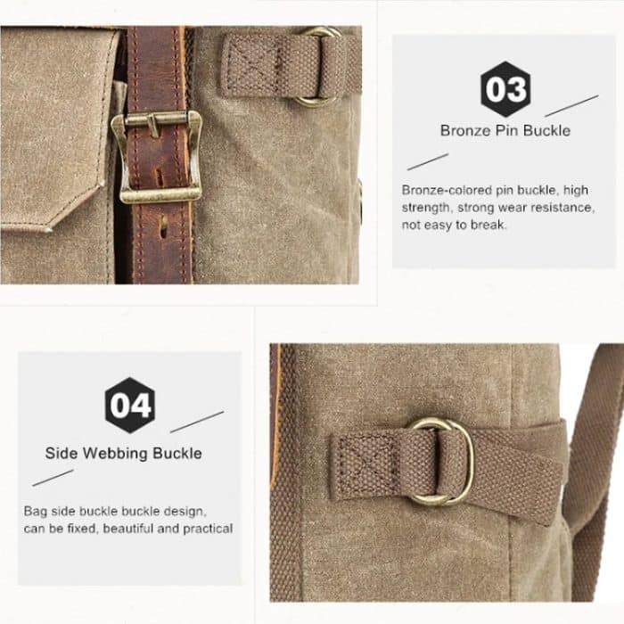 Vintage Kameratasche Wasserdichter Canvas-Rucksack mit Laptopfach Stativhalter – Bild 10