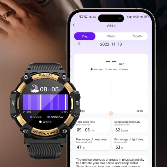 LOKMAT ATTACK 2 PRO 1,39 Zoll 5ATM wasserdichte Bluetooth-Smartwatch mit Gesundheitsüberwachung – Bild 12