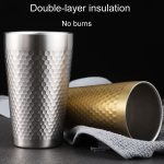 304 Edelstahl Hammer Becher Verdickt Doppel-Schicht Restaurant Tee Tassen, 175ml, 260ml, 300ml, 350ml, 450ml – Bild 6