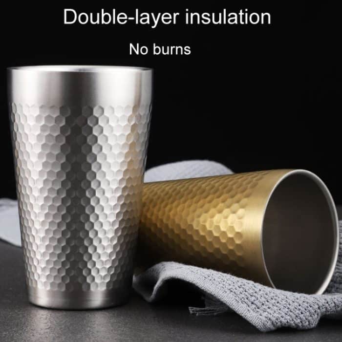 304 Edelstahl Hammer Becher Verdickt Doppel-Schicht Restaurant Tee Tassen, 175ml, 260ml, 300ml, 350ml, 450ml – Bild 6