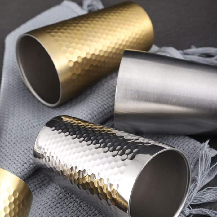 304 Edelstahl Hammer Becher Verdickt Doppel-Schicht Restaurant Tee Tassen, 175ml, 260ml, 300ml, 350ml, 450ml – Bild 7