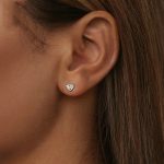 S925 Sterling Silber Gewinde Glänzende Moissanite Herz Ohrringe – Bild 5