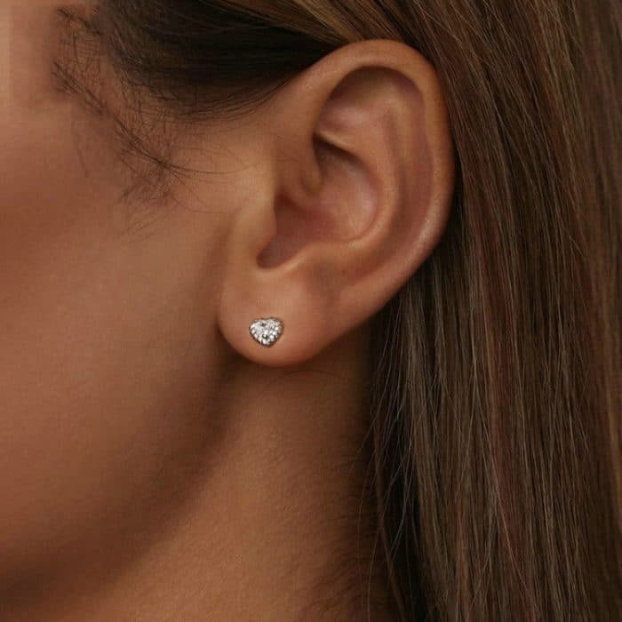 S925 Sterling Silber Gewinde Glänzende Moissanite Herz Ohrringe – Bild 5