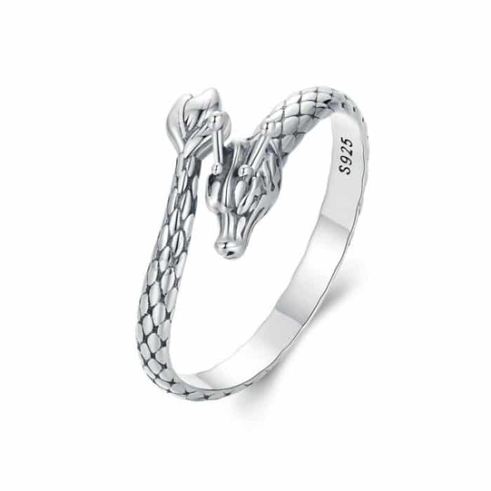 S925 Sterling Silber Drache Vintage Winding Offener verstellbarer Ring – Bild 1