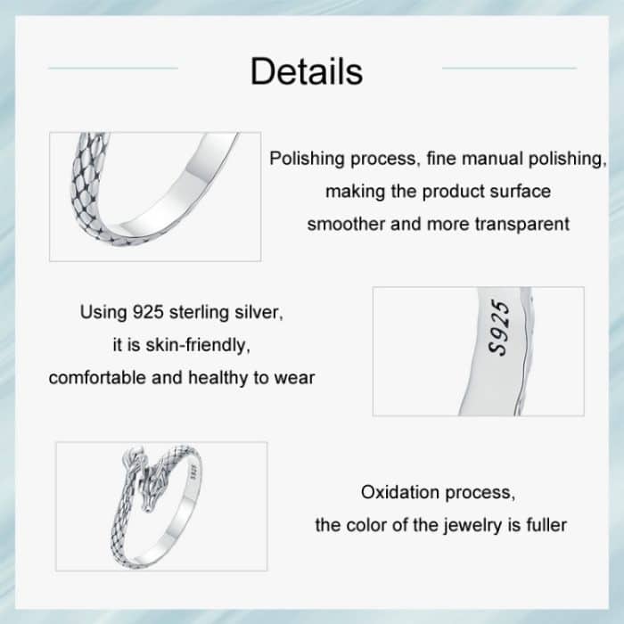 S925 Sterling Silber Drache Vintage Winding Offener verstellbarer Ring – Bild 4