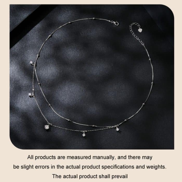 S925 Sterling Silber Platinierte Quaste Moissanite Doppelschicht Halskette – Bild 5