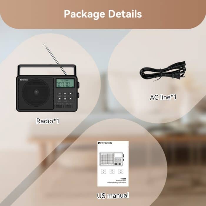 Retekess TR638 LCD-Digitalanzeige Vollband-Bluetooth-FM-Radio unterstützt externe Antenne, TR638 (US Plug), TR638 (EU Plug) – Bild 15
