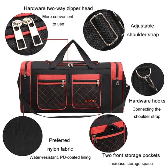 Einfache tragbare Schulter Reisetasche mit großem Fassungsvermögen Handgepäcktasche, Small Red, Small Blue, Small Black, Medium Red, Medium Blue, Medium Black, Large Red, Large Blue, Large Black – Bild 7